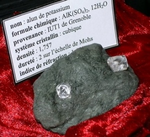 Cristaux d'alun de potassium montés sur pierre par Vincent